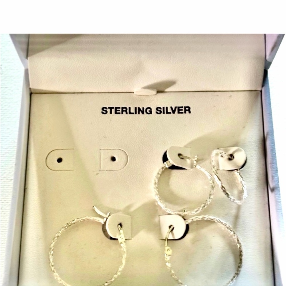 R H Macy Sterling Silver Hoop Earrings Set
